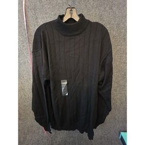 J. Ferrar Sweater Mens XL Black Acrylic Cotton Mock Neck Ribbed Knit Pullover